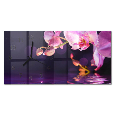 Horloge horizontale en verre Orchidée