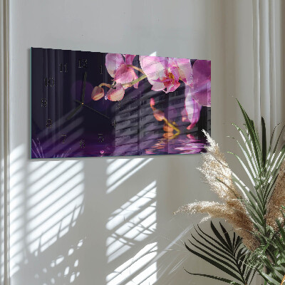 Horloge horizontale en verre Orchidée