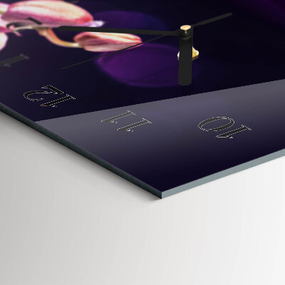 Horloge horizontale en verre Orchidée