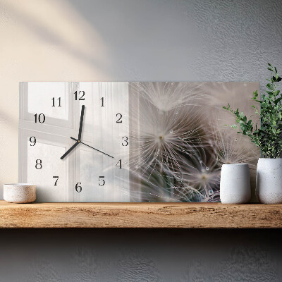 Horloge horizontale en verre Pissenlit commun