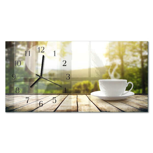 Horloge horizontale en verre Une tasse de café