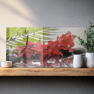 Horloge horizontale en verre Bouquets et pierres