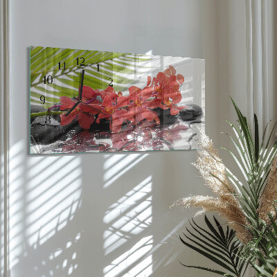Horloge horizontale en verre Bouquets et pierres