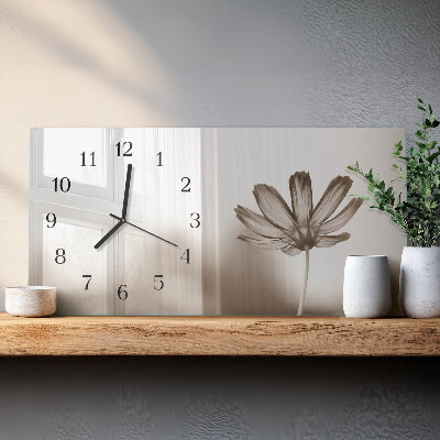 Horloge horizontale en verre Une fleur a éclos