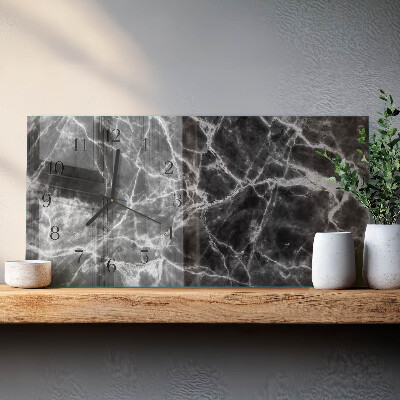 Horloge horizontale en verre Marbre noir