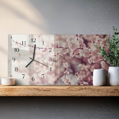 Horloge horizontale en verre Fleurs de cerisier