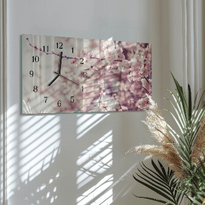 Horloge horizontale en verre Fleurs de cerisier