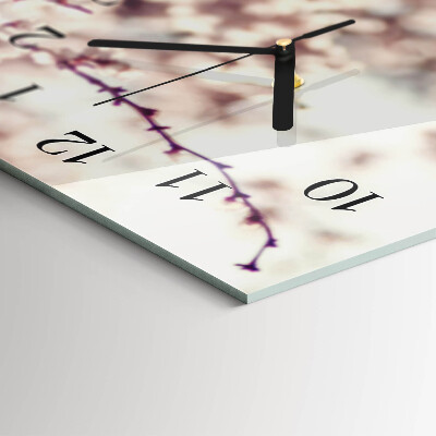 Horloge horizontale en verre Fleurs de cerisier