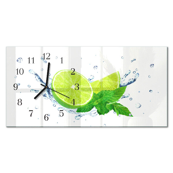 Horloge horizontale en verre Citron à la menthe
