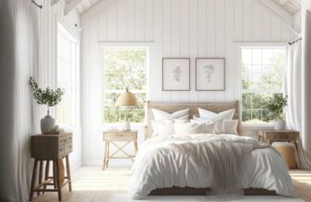 Une chambre à coucher confortable de style scandinave 